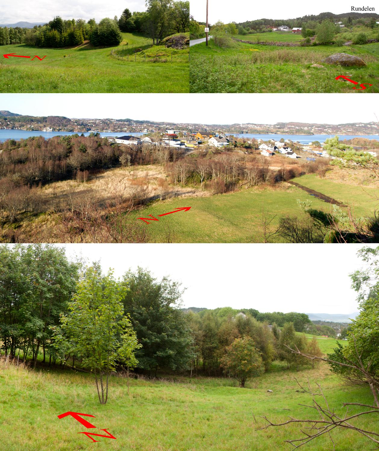Kapittel 2 Kvartærgeologisk kartlegging Figur 2.1: Eksempel på sammenhengende morenedekke i feltområdet. Øverst, venstre hjørne: Nordre Bjorøy. Området er blitt ryddet for kultivering.