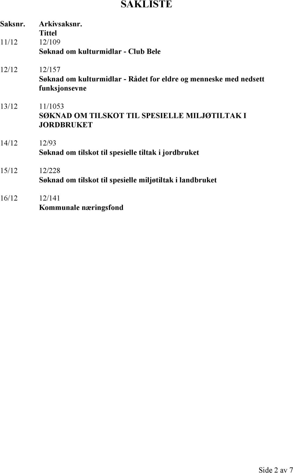 eldre og menneske med nedsett funksjonsevne 13/12 11/1053 SØKNAD OM TILSKOT TIL SPESIELLE MILJØTILTAK I