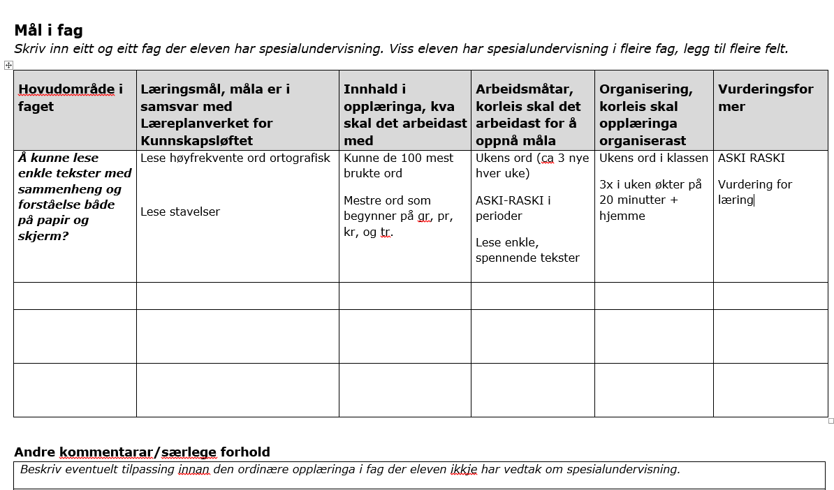 Fra læringsmål til spesifikke mål: Kva må elev kunne for å mestre ortografisk lesing?