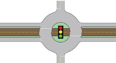 Øvrige anbefalinger Behov for å videreutvikle (utrede) løsninger med midtstilt busstrasé gjennom rundkjøring: Biltrafikken blir signalregulert inne i