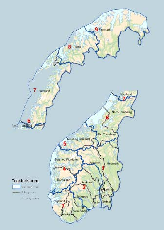 Inndeling i Vannregioner Vannregionmyndighet 1. Østfold 2. Buskerud 3.