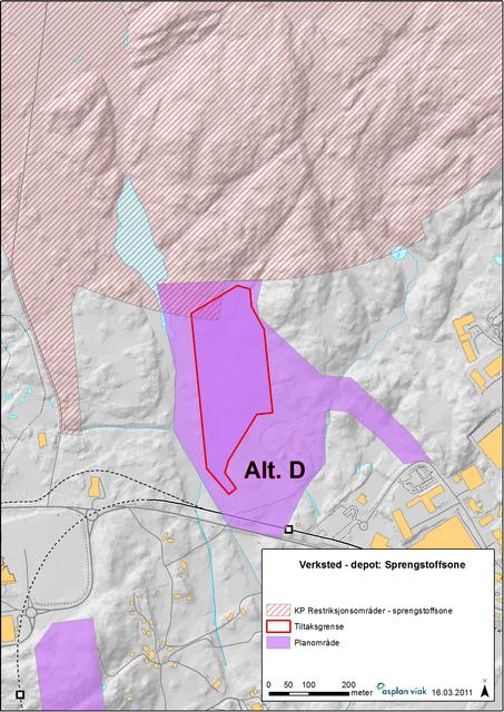 Om planområdet alt. D Alternativ D er lokalisert på vestre Kokstad. Arealet omfatter i dag skog, myr og beitemark og gårdsbebyggelsen ved Krokhaugen (for oversiktsbilde se Figur 1).