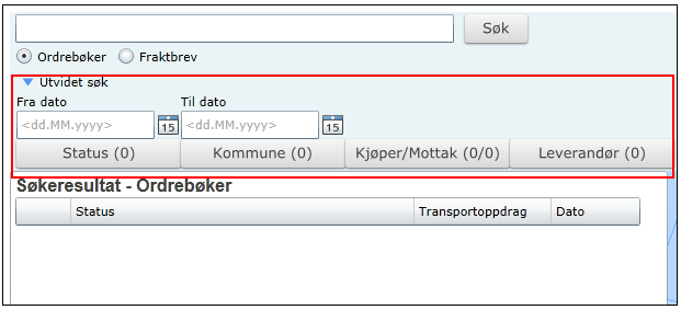 6. Søk Under Søk vil hver bruker ha mulighet for å søke på alle sine data. Inngang til søk er lagt til meny linjen i høyre hjørne på skjermbildet.