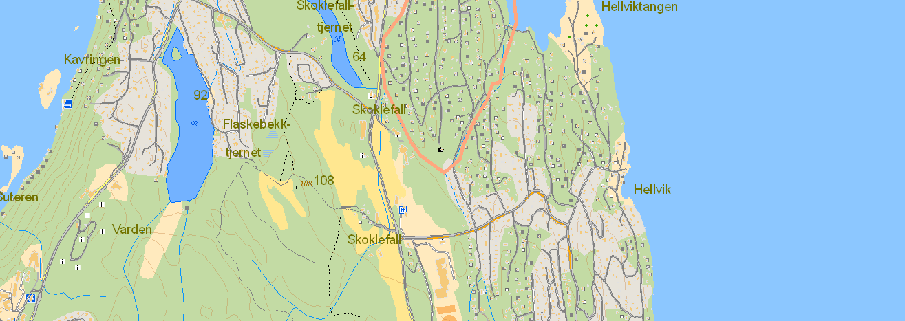 4 Alternativ 2. Tilknytning av mindre område før fortetting. Et mindre område nord for Kåres vei / Granliveien er foreslått tilknyttet kommunens VAsystem før utvikling og fortetting av sonen.