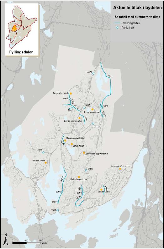 Oversiktskart over registrerte utrygghetspunkt i Tsplan for Bergen