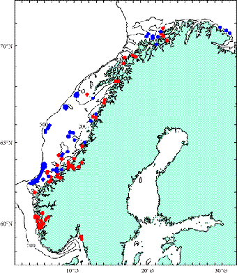 ved hjelp av digitaliserte fotografier fra et rev ved Nordleksa (NØ for Hitra). 1: Levende /RSKHOLD (hvit variant). 2: Levende /RSKHOLD (rød variant). 3: Død /RSKHOLD. 4: Risengrynkorall. 5.