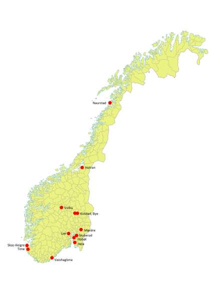 3. Overvåkingsfelt og metoder 3.1 Overvåkingsfelt I 21/211 omfattet overvåkingen 13 nedbørfelt lokalisert i ulike deler av landet (Figur 1).