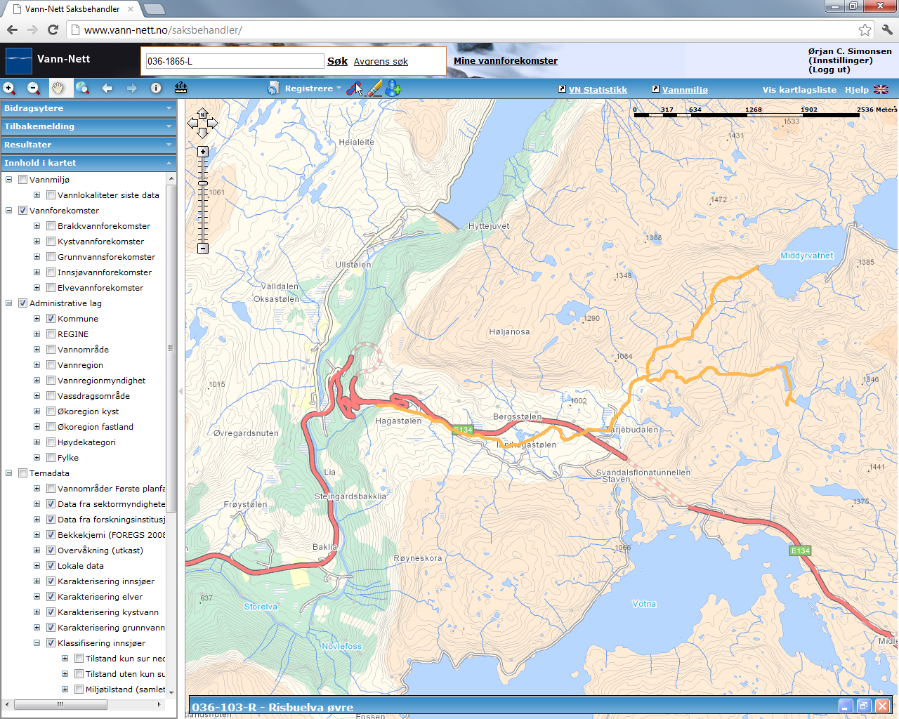 Risbuelva øvre (036-103-R) Liten, svært kalkfattig, klar (elv) Dårlig (påvirkningsanalyse) ksmvf Risiko Stor grad Uten minstevannsføring Merknader: Regulant Hydro Energi Røldal - Suldal. Kgl.res. 3.