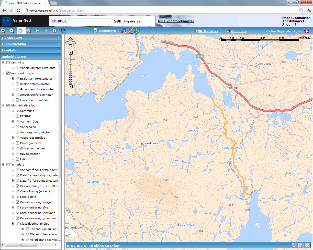 Kaldevasselva (036-46-R) Små-middels, svært kalkfattig, klare (elv) Dårlig (påvirkningsanalyse) ksmvf Risiko Stor grad