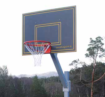 Art. 6081 Basketballstativ Solid Basketstativ med basketplate i HDPE og stativ i brannlakkert aluminium, for nedstøp. Regulerbart utheng slik at høyden på kurven kan justeres.