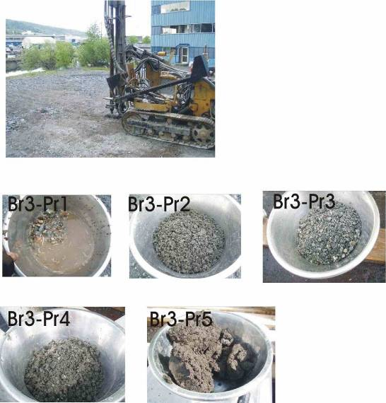 Møllendal Miljøteknisk grunnundersøkelse 30 / 90 Borepunkt 3 Plassering av borpunktet fremgår av fig 3 Under boring ble fjell ble truffet på 23 m dyp To blandete prøver ble tatt fra Br 3, BlPr 4 fra