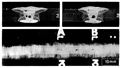 Oppgave 4.45 Hvordan kan vi bruke røntgen for å undersøkelse en sveiseforbindelse? Røntgenbilledet av en virkelig sveis er vist i neste figur, og vi ser rotfeil, slagg og porer.