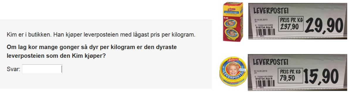 Meistringsnivå 3 Kjøp og sal (måling og geometri) Oppgåve 45 Denne oppgåva er på meistringsnivå 3. 20 prosent av elevane løyser henne rett. Fleire gutar enn jenter får henne til.