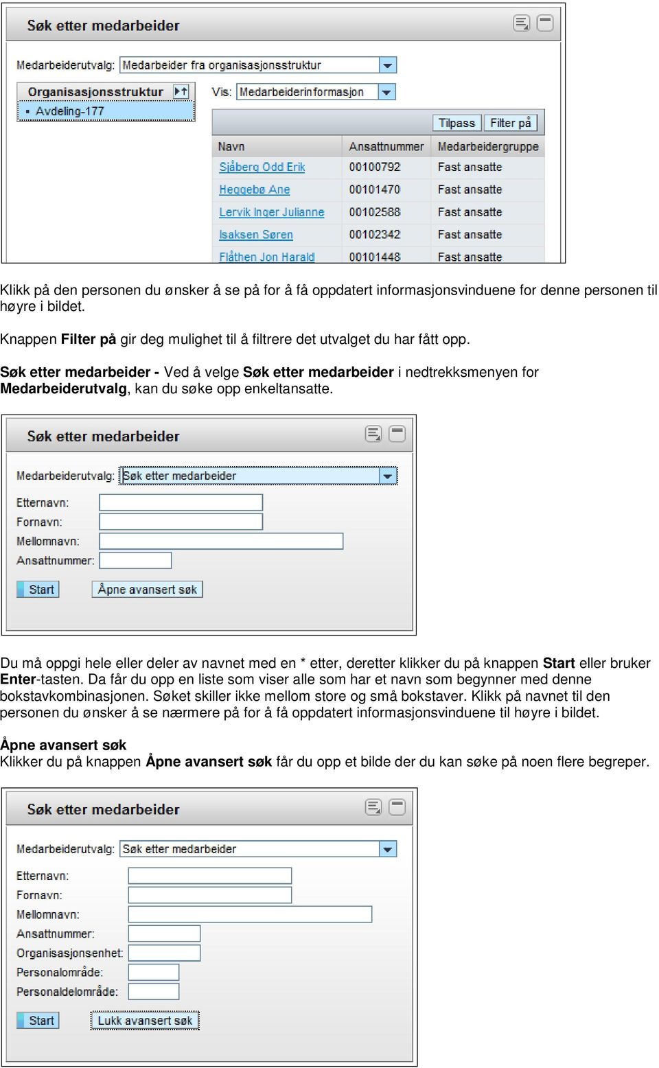 Du må oppgi hele eller deler av navnet med en * etter, deretter klikker du på knappen Start eller bruker Enter-tasten.