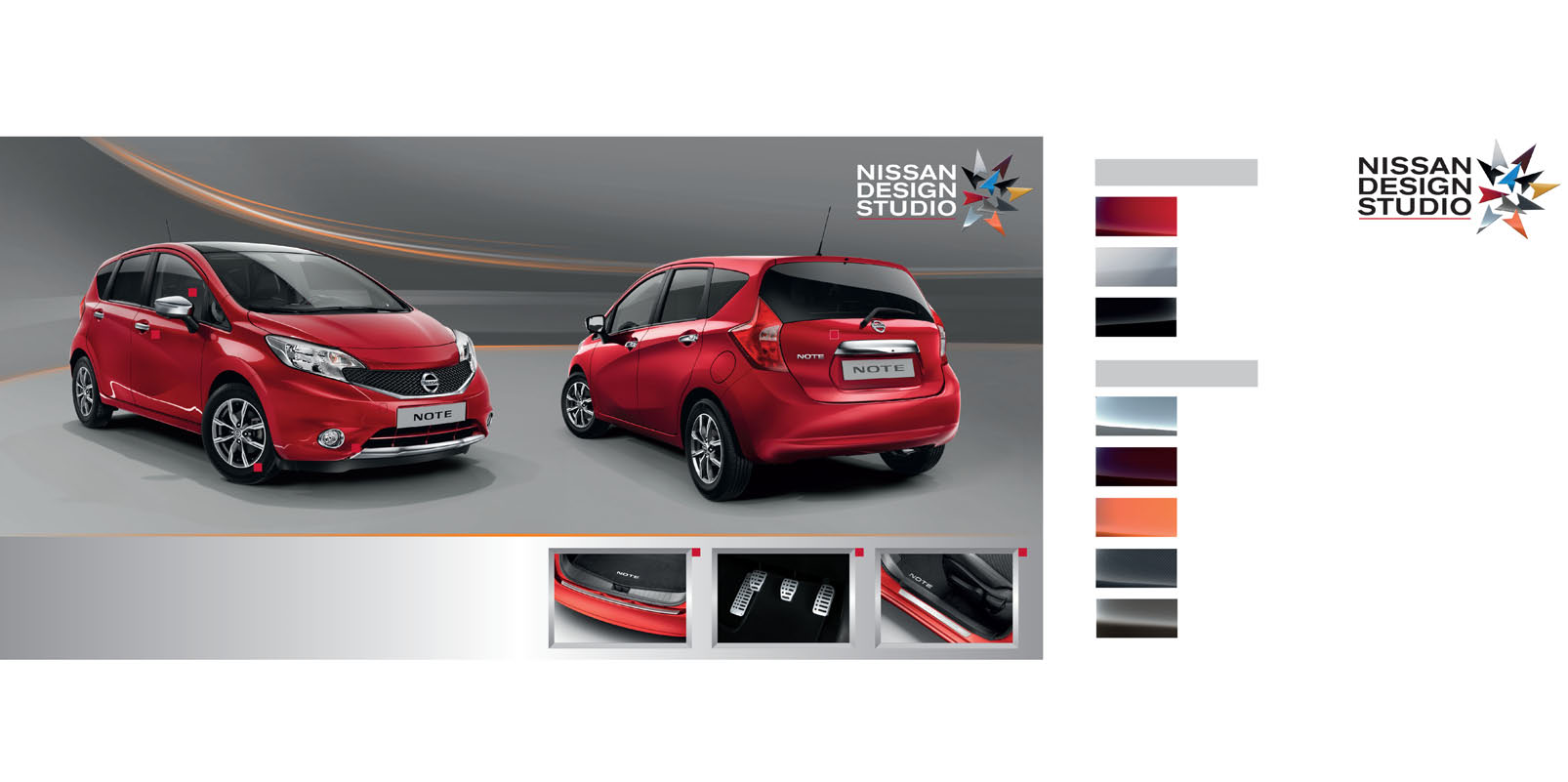 KREATIV LINJE RED WHITE BLACK EKSKLUSIV LINJE Ledet av Nissans fremtidsrettede fargedesignere og delemodellører - Nissan Design Studio er stedet du kan skape din drømmebil.