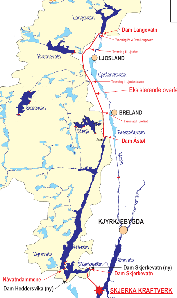 Nye utbyggingsmuligheter Grunnlag - nye dammer/økt regulering Skjerkevatn 2007-2008 Prosess for å klarlegge aktuelle