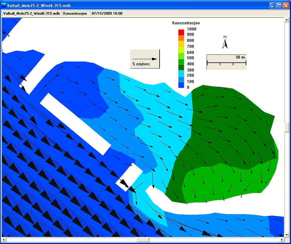 NIVA 5843-2009 Figur 2. Eksempler på resultater fra strøm- og vannutskiftnings simuleringer.