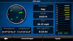 Navn Hovedfunksjon (enkeltpek) Funksjon (pek og hold) Åpner GPS-data-skjermen med Ingen handling.