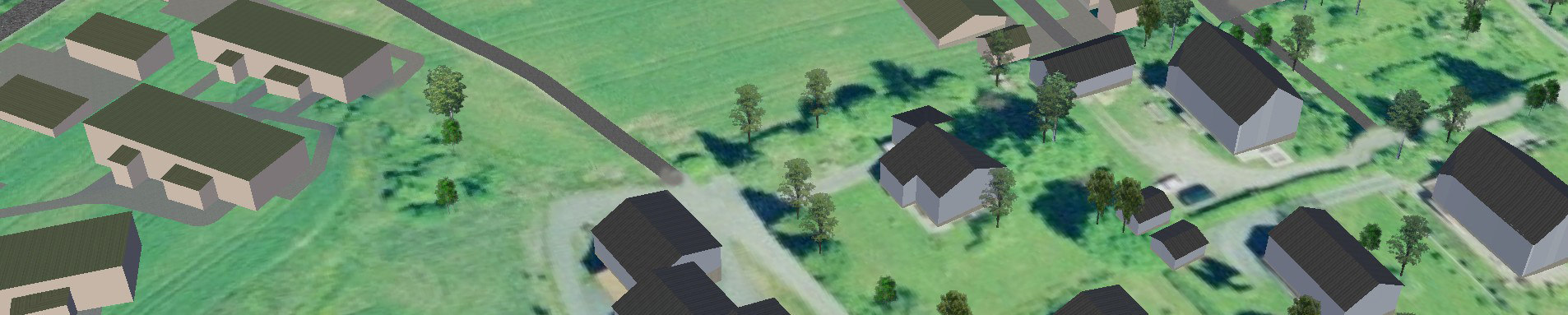 Illustrasjoner fra 3D-modell av planområdet: Oversikt over planområdet, sett mot nordøst.