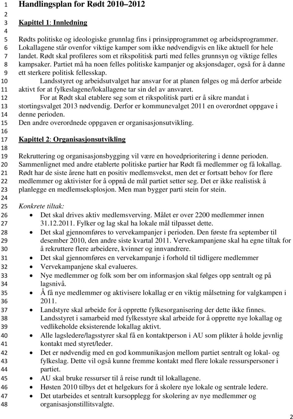 Rødt skal profileres som et rikspolitisk parti med felles grunnsyn og viktige felles kampsaker.