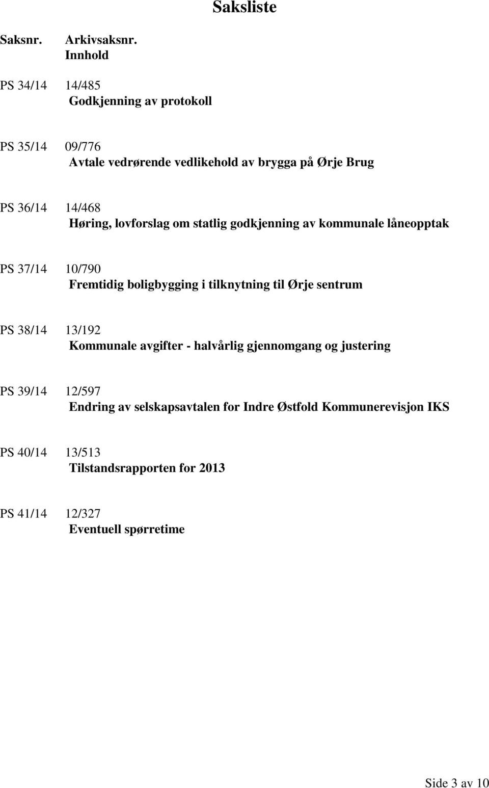 Høring, lovforslag om statlig godkjenning av kommunale låneopptak PS 37/14 10/790 Fremtidig boligbygging i tilknytning til Ørje sentrum