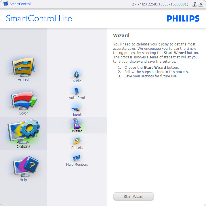 3. Bildeoptimering 3.3 Philips SmartControl Lite Den nye SmartControl Lite-programvaren fra Philips lar deg kontrollere skjermen via et brukervennlig skjermgrensesnitt.