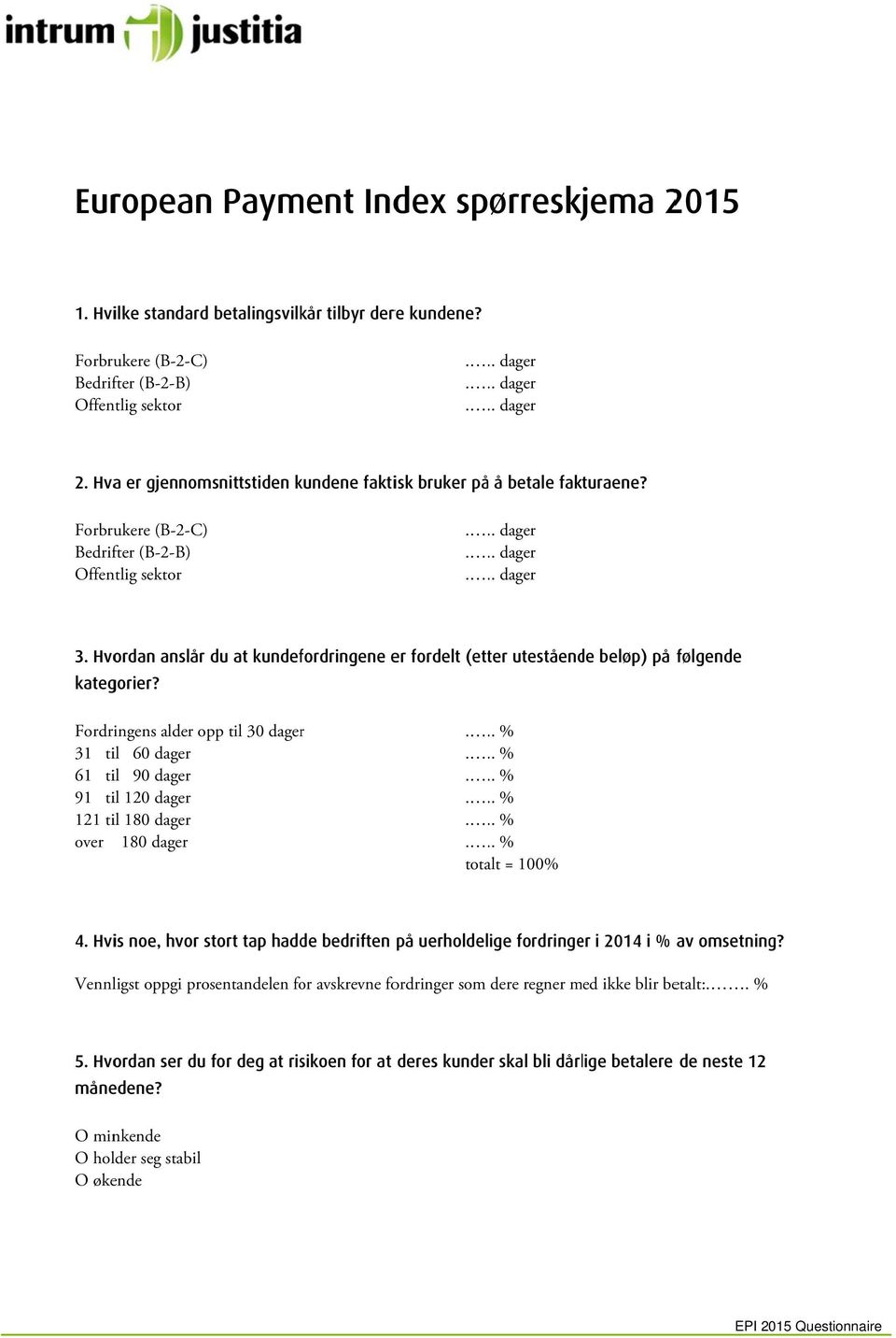 Hvordan anslår du at kundefordringene er fordelt (etter utestående beløp) på følgende kategorier?