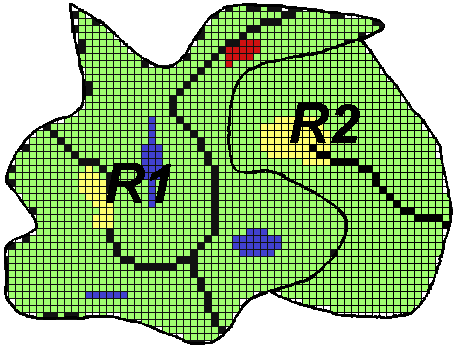 Fig c: Eksempel på planinnhold på raster, enekeltplan med georeferering c.