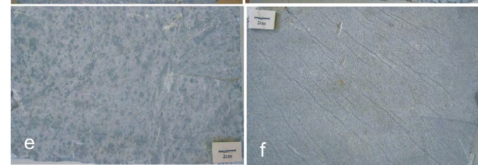 Figur 18. Et lite utvalg av forskjellige teksturer i sagde plater av kleberstein fra Linnajavri-området.
