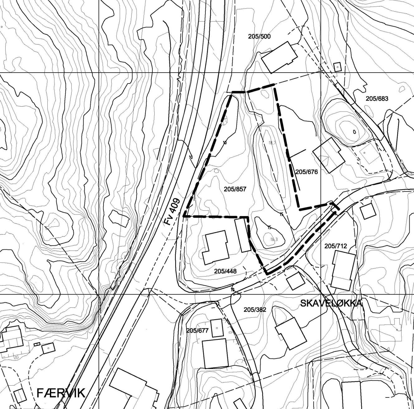 Planbeskrivelse Reguleringsplan for Skaveløkka, Tromøy Side 4 av 10 Planavgrensing: Planområdet er på 2,7 daa, og omfatter eiendommen gnr./bnr. 205/857 og deler av eiendommen 205/676.