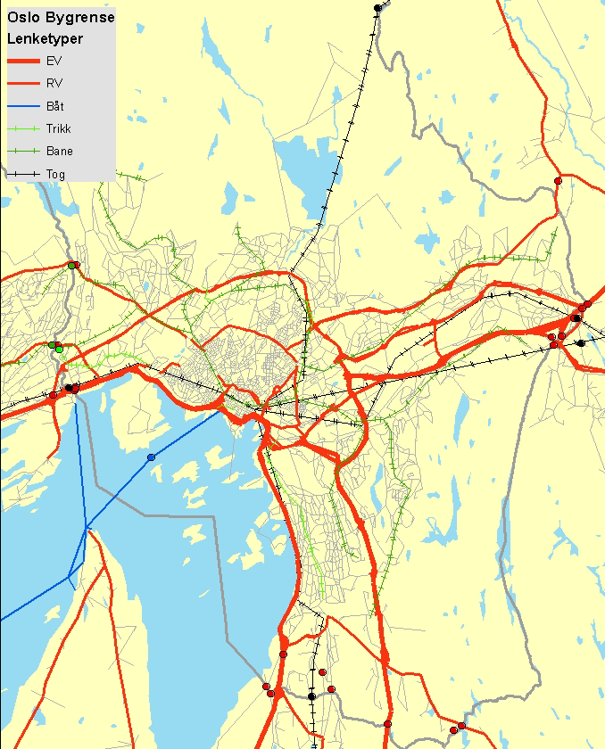 Figur 9. Tellepunkter på Oslo bygrense.