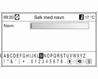 78 Navigering Oppgi den ønskede byen med stavefunksjonen, se "Oppgi en adresse med stavefunksjonen" ovenfor. Når oppføringen er tilstrekkelig entydig, vises en liste med mulige byer.