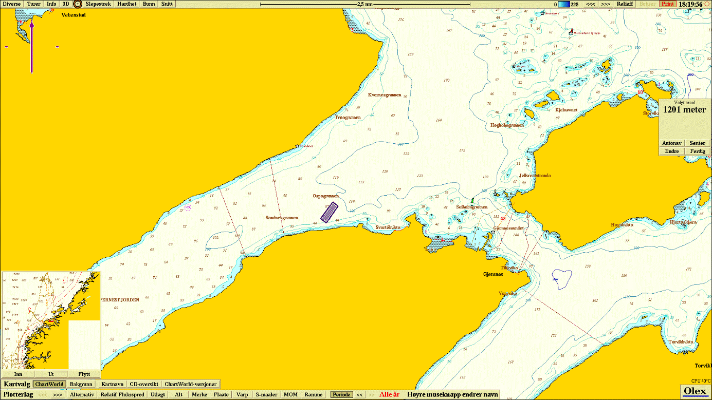 Figur 2. Topografisk kart (nordlig orientering) med avmerking av lokalitet Grøneset Tabell 4. Koordinater prøvetakingspunkter, kartdatum WGS84-UTM33n. Stasjon 1 2 3 4 5 6 Posisjon 62 o 58.