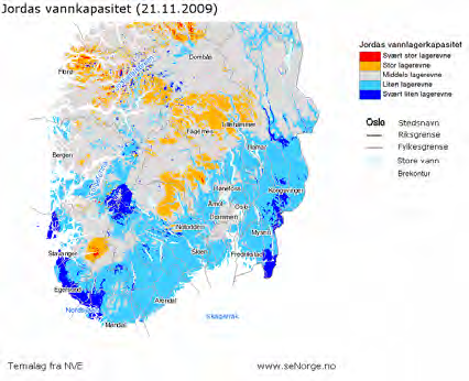 Hvis man ser på hele området under ett, var gjentaksintervallet for flommen i november 2009 noe høyere når man ser på døgnverdier enn når man ser på timesverdier.