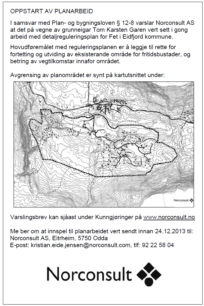 Tom Karsten Garen. Planskildring. Reguleringsplan Fet. Eidfjord kommune  Planid: Oppdragsnr.: - PDF Free Download