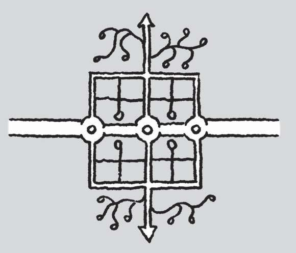 Figur A.7: Eksempel på transportnett i den tette by (eksempel 1) Figur A.8: Eksempel på transportnett i den tette by (eksempel 2) Kommentarer til figur A.7 og A.