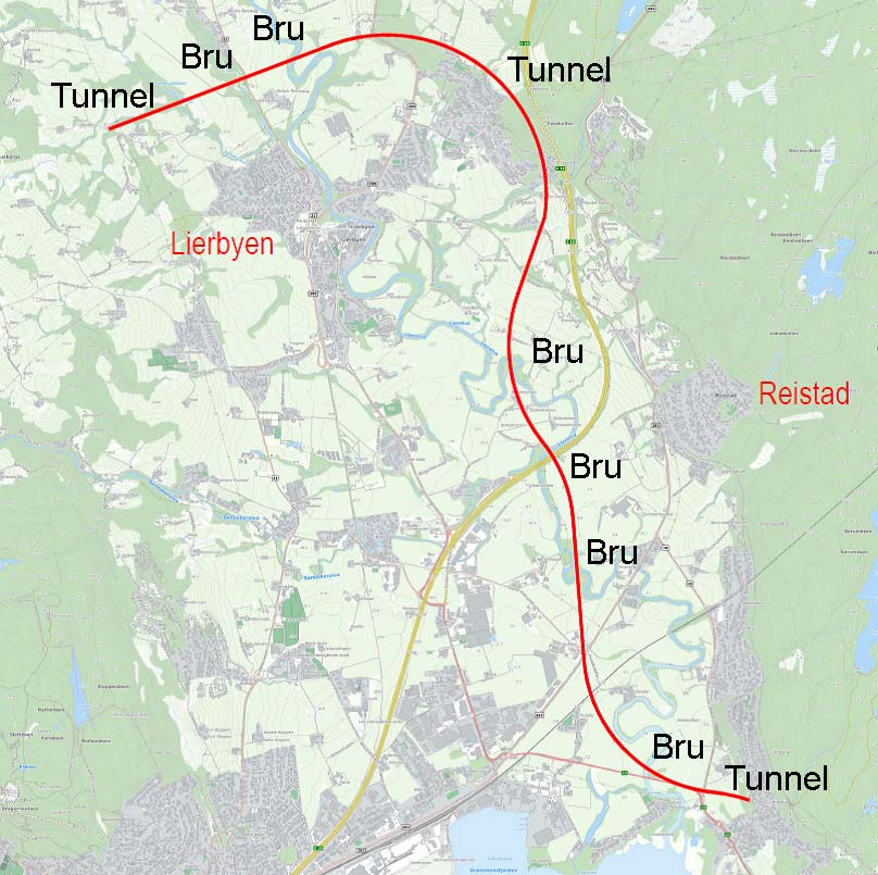 Innspill Begrunnelse Oversikt Linnes Viker Lierbyen nord: Forslaget presenterer Forslaget innebærer store kostnader knyttet til lang trasé, tunnel og flere kryssinger av