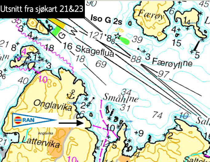 7. Baneområder 7.1 Det vil verta nytta to baneområder: Bane 1 Hjeltefjorden i farvatnet mellom Anglevik/Småholmane og Saltsko-odden Bane 2 Hjeltefjorden i farvatnet mellom Skorpa og Rotøyane 7.