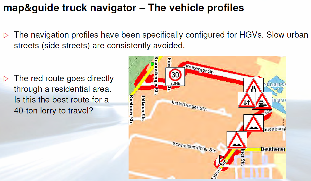 Figur 5 Map&guide truck navigator (illlustrasjon PTV AG)