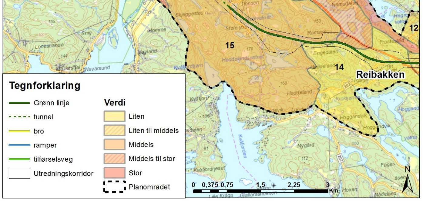 65 sydvestre del av Herstøl friluftsområde i en kort dagsone før bru over Audna og inn i Hoveheia. Hoveheia og Tarvannet, på vestsiden av heia, blir brukt av folk i Vigelandsområdet.