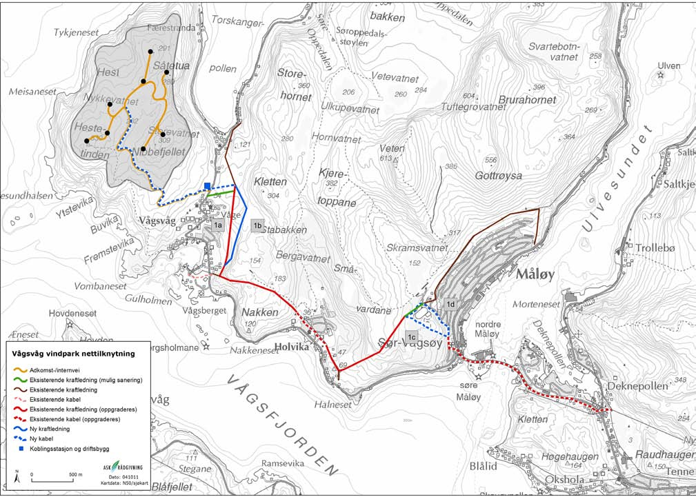 Nettilknytning De interne grusveiene inne i vindparkområdet vil ha en total lengde på ca. 3,4 km og en bredde på ca 5 meter.