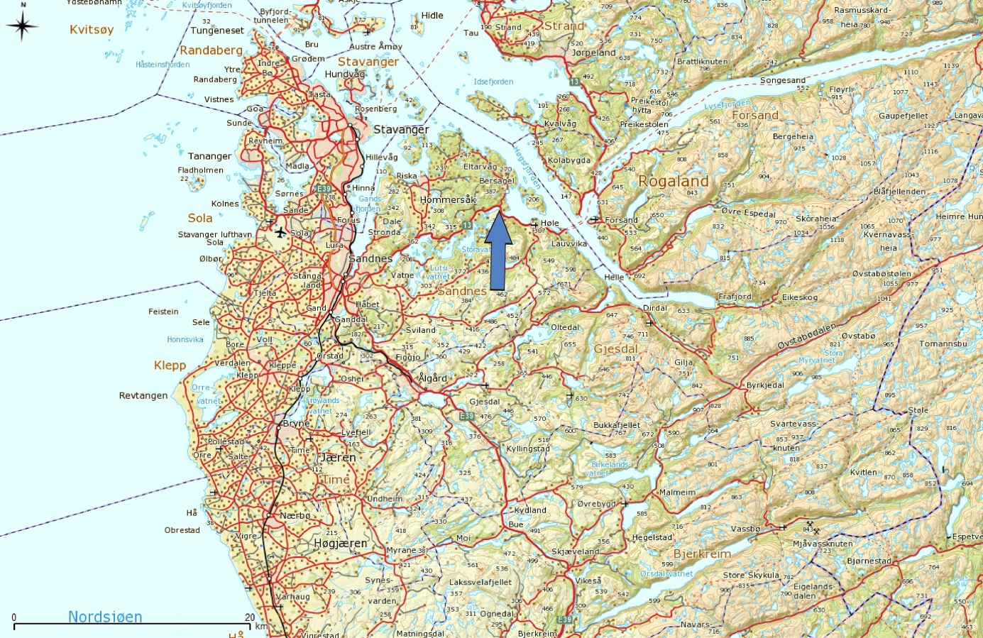 2.2 Området Området ligger på sørsiden av elven Imsa, på Ims i Sandnes kommune.