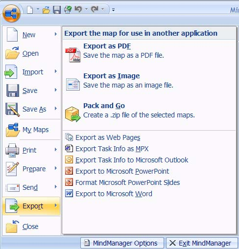 MindManager knapp andre setter en opp lenke til en hel e-postkatalog i Outlook. I Internet Explorer er knappen Send to MindManager - en webside legges inn som emne med lenke til websiden.