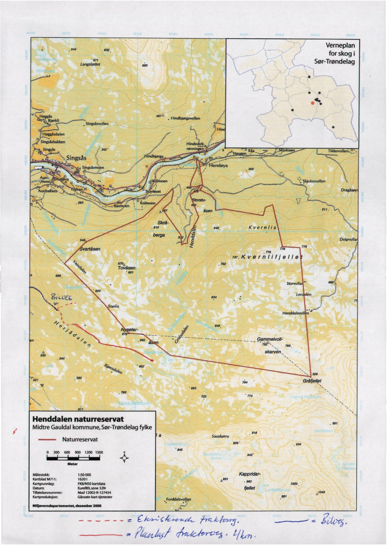 Leaplasat Verneplan for skogi SerTrøndelag ca smailfli 511115.15 V Kverillia Ms TO11111411/ 77. m.kvernlifjeile "fe.