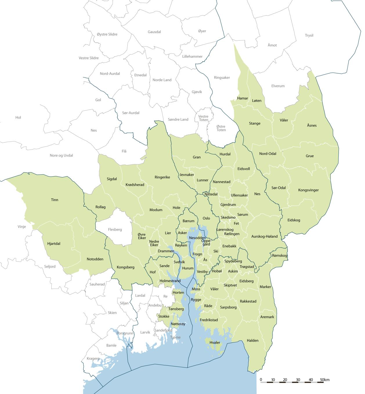 1. Kort om Osloregionen Den strategiske samarbeidsalliansen Osloregionen ble etablert 1.1.2005. Fra 01.01.17 omfatter alliansen 79 kommuner og fem fylkeskommuner i hovedstadsområdet.