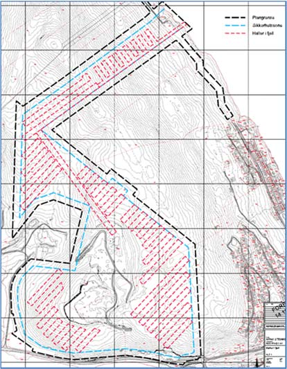 Arna steinknuseverk Landskapsbilde 16 3.1.3 Underjordiske fjellhaller inklusiv tunnel til ny kai for utskipning Utredningsalternativene er her ulike. Illustrasjoner under er hentet fra planprogrammet.