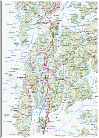 Resultat av idedugnad mai 2015 E39 Bokn Stord Aktuelle linjer?