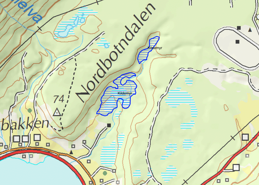 Kildemyrsområdene i Nordbotn ved Fagernes i Ramfjord.