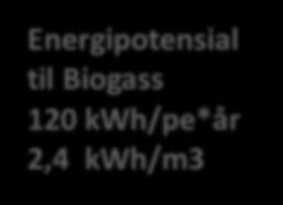 Biogass 120 kwh/pe*år 2,4 kwh/m3 Metan