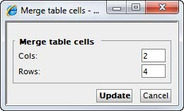 66 Redaktørhåndbok for EPiServer CMS 6.0 Revisjon B Slå sammen og dele celler Ved å bruk verktøylinjeknappene kan du slå sammen og dele cellene i en tabell.